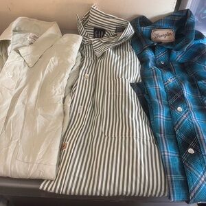3 polo shirt bundle true vintage 80s sears gap wrangler pearl snap button b3 xl